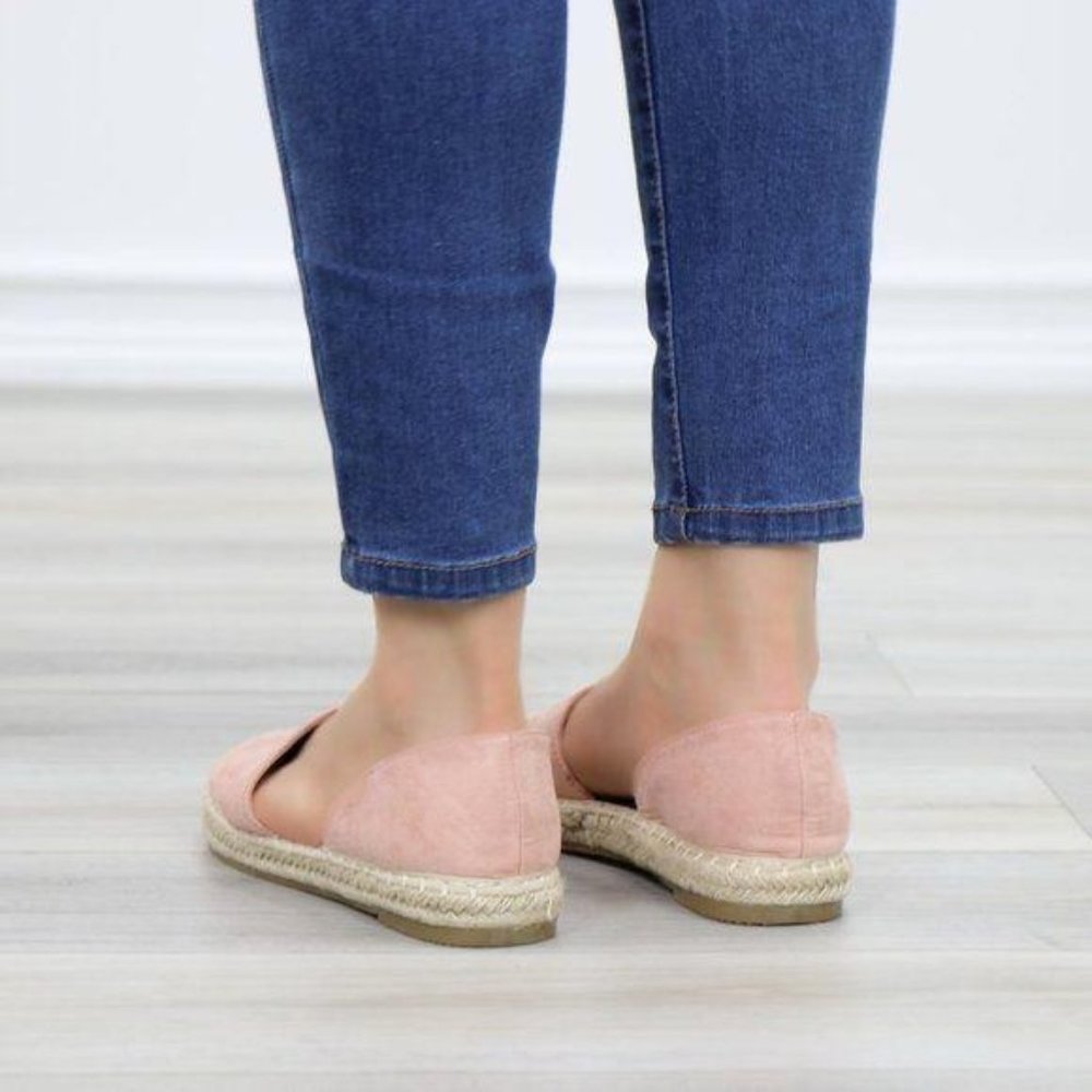 Rose Vegan Suede Flat Slip On Loafer Espadrille - Picture 7 of 12